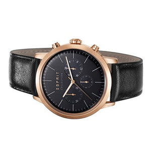Esprit Collection Herren Uhr Armbanduhr Chrono Soter Rosé Leder EL102191004