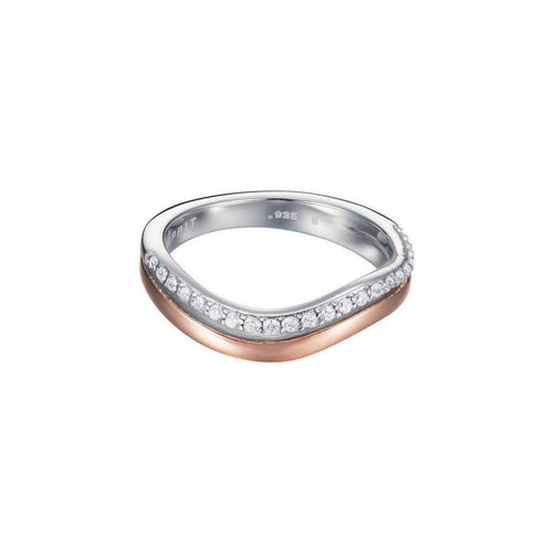 Esprit Damen Ring Silber Bicolor Zirkonia Wave Dua ESRG92467D1
