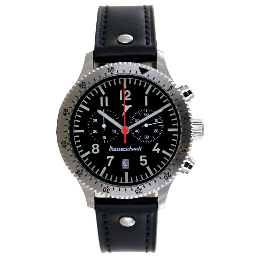Aristo Herren Messerschmitt Uhr Flieger Chronograph ME-5021L Leder