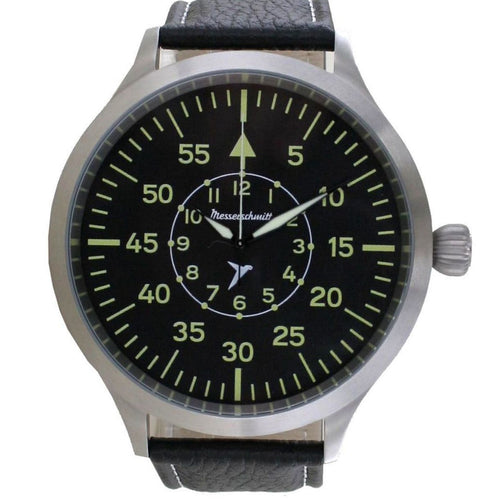 Aristo Herren Messerschmitt Uhr Fliegeruhr Triple XL Automatik ME-65B Leder