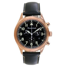 Laden Sie das Bild in den Galerie-Viewer, Aristo Herren Messerschmitt Uhr Chronograph ME5030-44ROSE Leder schwarz