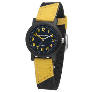 JACQUES FAREL Öko Kinder-Armbanduhr Analog Quarz Jungen ORG 1470 schwarz gelb