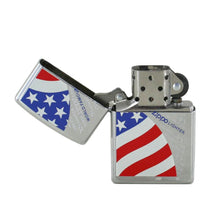 Laden Sie das Bild in den Galerie-Viewer, Zippo Feuerzeug Modell American Flag with Famous Zippo marking