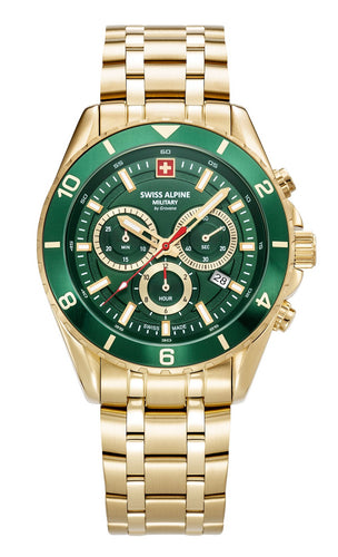 Swiss Alpine Military Herren Uhr Analog Quarz Chronograph 7034.9114SAM Edelstahl