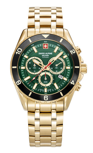 Swiss Alpine Military Herren Uhr Analog Quarz Chronograph 7034.9118SAM Edelstahl