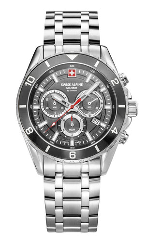 Swiss Alpine Military Herren Uhr Analog Quarz Chronograph 7034.9132SAM Edelstahl