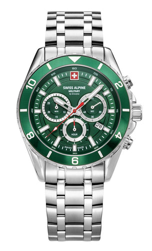 Swiss Alpine Military Herren Uhr Analog Quarz Chronograph 7034.9134SAM Edelstahl