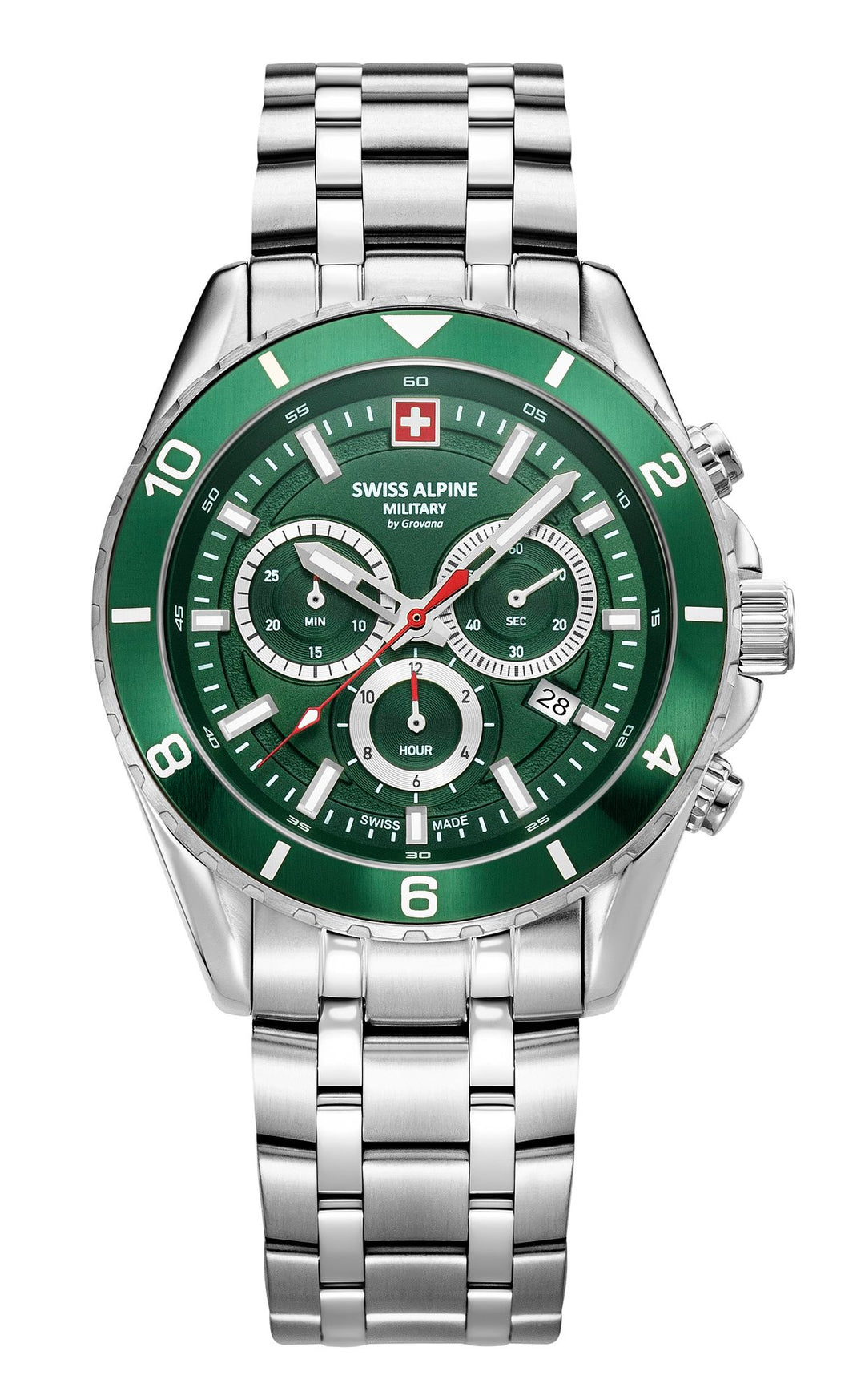 Swiss Alpine Military Herren Uhr Analog Quarz Chronograph 7034.9134SAM Edelstahl