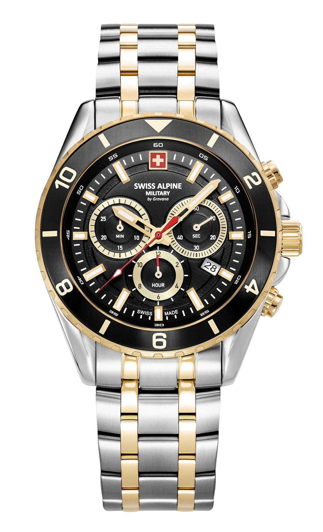 Swiss Alpine Military Herren Uhr Analog Quarz Chronograph 7034.9147SAM Edelstahl