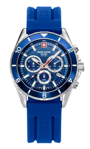 Swiss Alpine Military Herren Uhr Analog Quarz Chronograph 7034.9835SAM Silikon