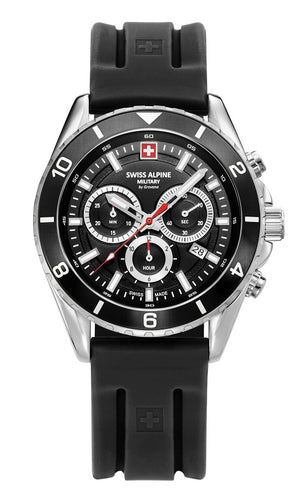 Swiss Alpine Military Herren Uhr Analog Quarz Chronograph 7034.9837SAM Silikon