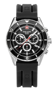 Swiss Alpine Military Herren Uhr Analog Quarz Chronograph 7034.9837SAM Silikon