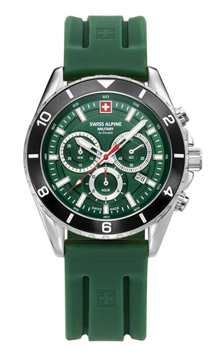 Swiss Alpine Military Herren Uhr Analog Quarz Chronograph 7034.9838SAM Silikon