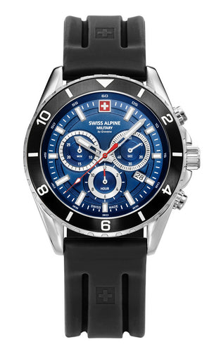 Swiss Alpine Military Herren Uhr Analog Quarz Chronograph 7034.9839SAM Silikon