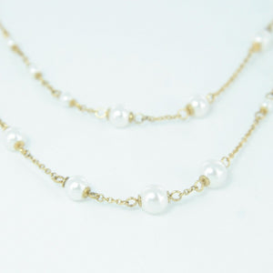 Skagen Damen Kette Collier Edelstahl Perlen Double Wrap gold JNSG035