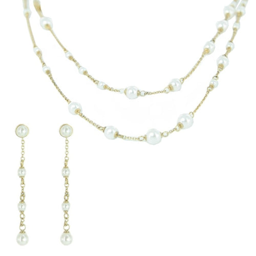 Skagen Damen Schmuck Set Kette + Ohrringe gold JNSG035 / JESG035 + Box