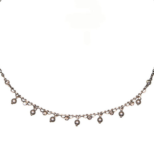 Konplott Halskette Collier Pearl Shadow grau Schwarzer Diamant