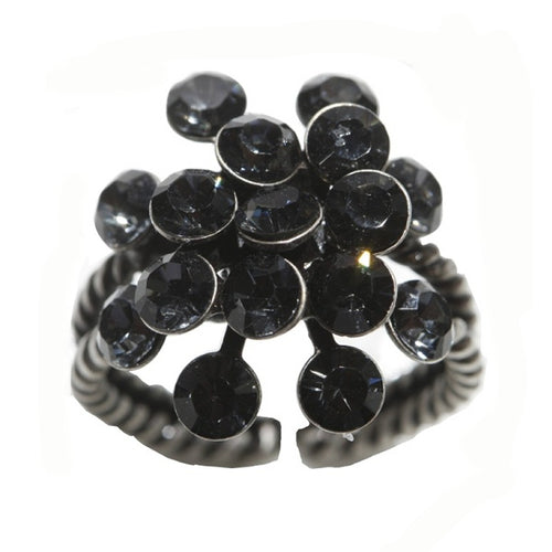 Konplott Ring Magic Fireball grau Kristall Silber Nacht
