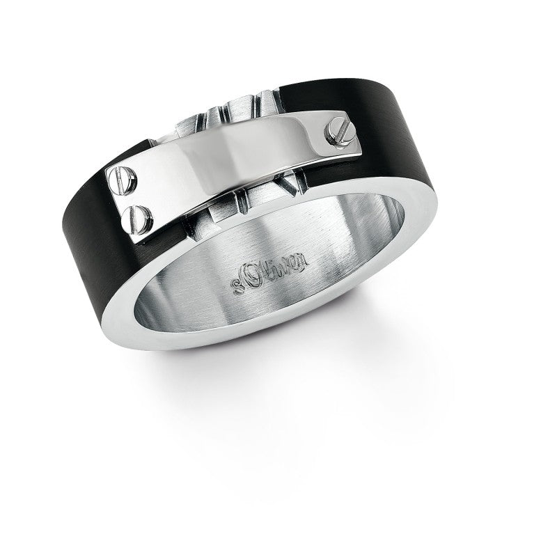 s.Oliver Jewel Herren Ring Edelstahl schwarz SO925