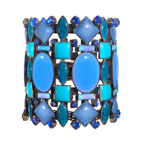 Konplott Armband Ethnic Mosaic breit  blau / grün