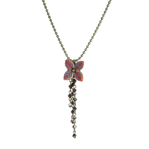 Konplott Halskette Collier Brit Chic Blume rot / blau