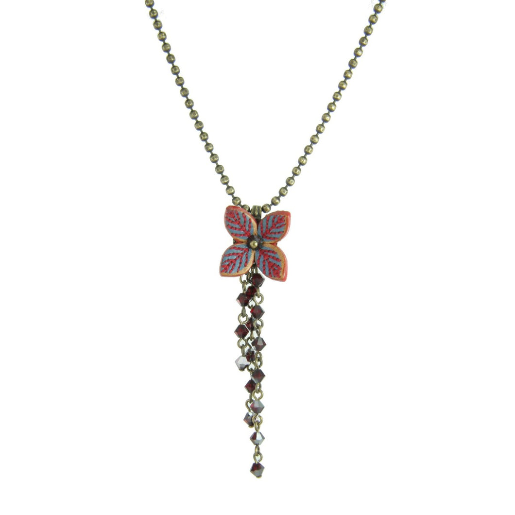 Konplott Halskette Collier Brit Chic Blume rot / blau