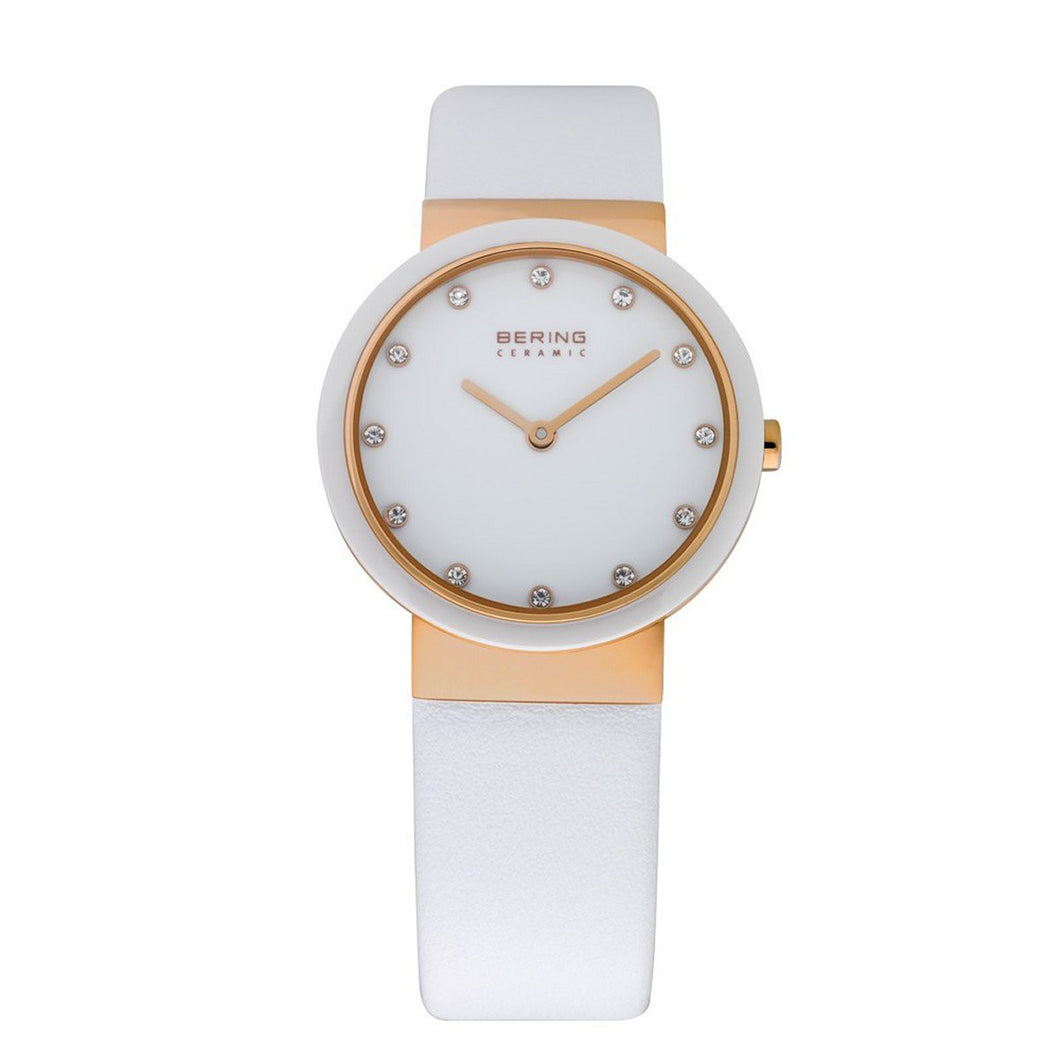 Bering Damen Uhr Armbanduhr Slim Ceramic - 10729-856-1 Leder