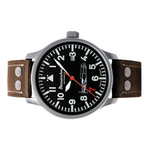 Laden Sie das Bild in den Galerie-Viewer, Aristo Herren Messerschmitt Uhr Fliegeruhr Rote 7 Automatik 109-42R7-A Leder
