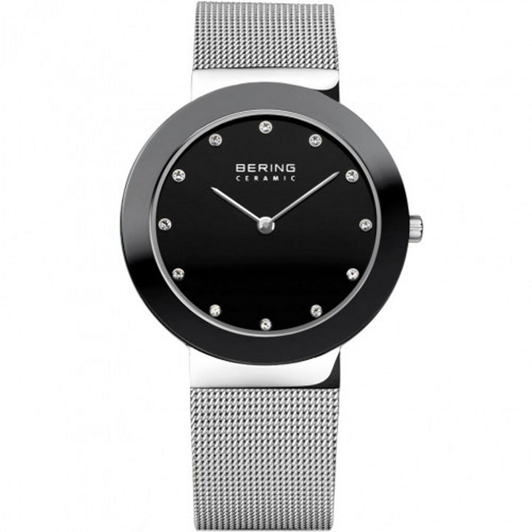 Bering Damen Uhr Armbanduhr Slim Ceramic - 11435-002 Meshband