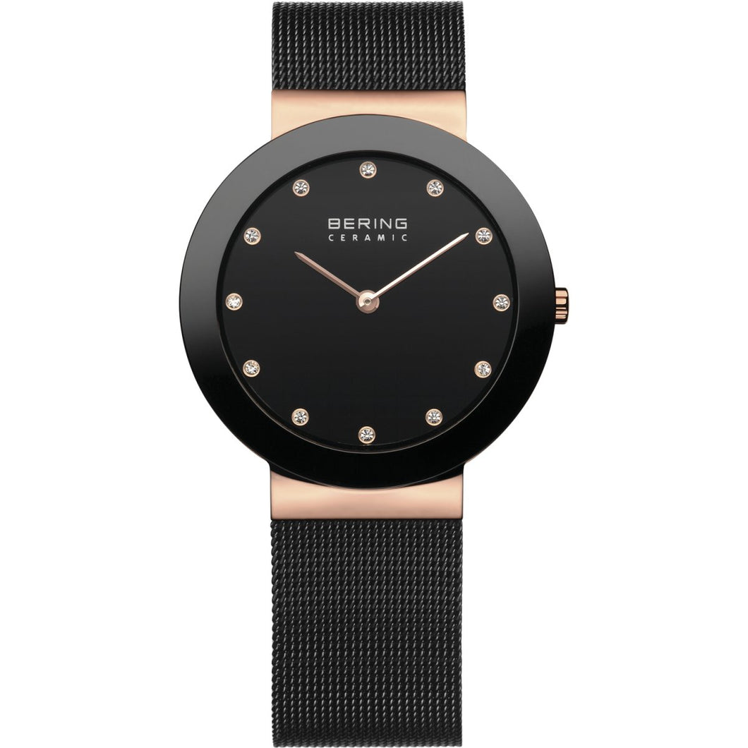 Bering Damen Uhr Armbanduhr Slim Ceramic - 11435-166 Meshband