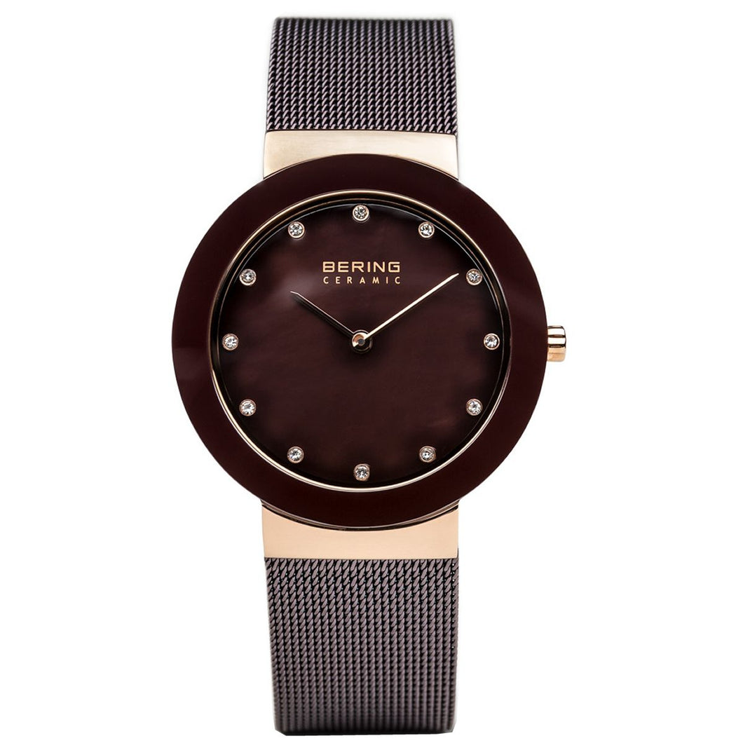 Bering Damen Uhr Armbanduhr Slim Ceramic - 11435-262-1 Meshband