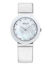 Laden Sie das Bild in den Galerie-Viewer, Bering Damen Uhr Armbanduhr Slim Ceramic - 11435-604 Leder