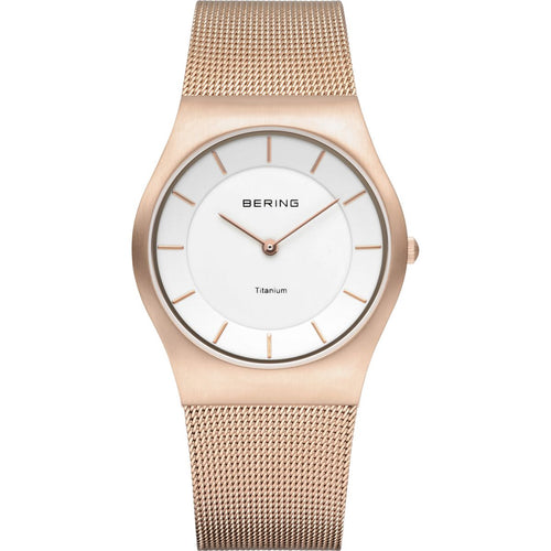 Bering Damen Uhr Armbanduhr Titan Slim Classic - 11935-366-1 Meshband