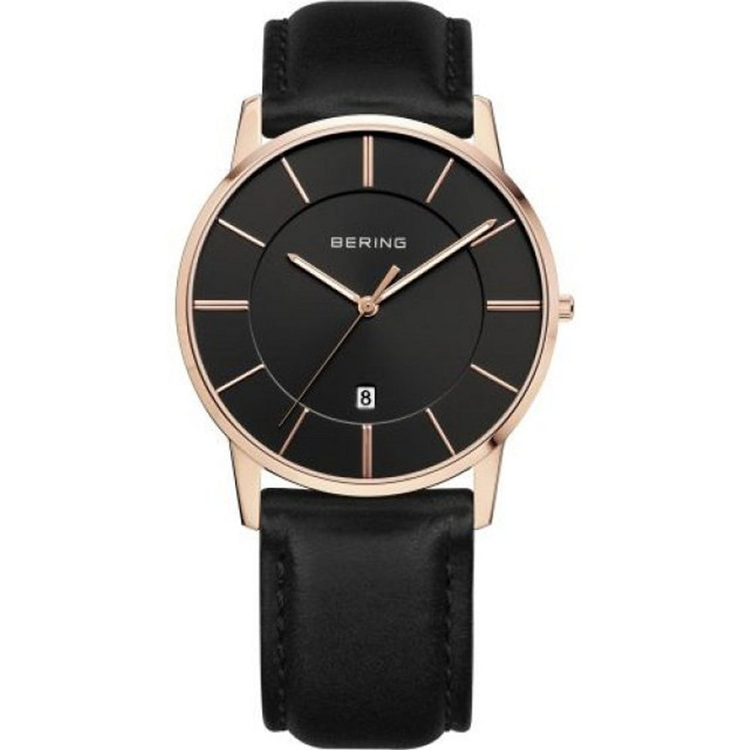 Bering Herren Uhr Armbanduhr Slim Classic - 13139-466-1 Leder