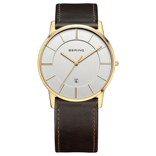 Bering Herren Uhr Armbanduhr Slim Classic - 13139-539-1 Leder