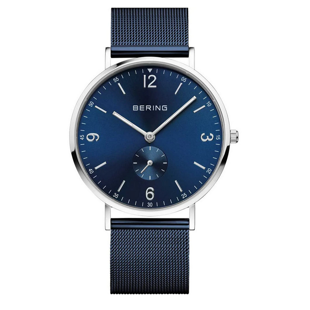 Bering Herren Uhr Armbanduhr Classic Small Second Blau - 14040-307 Edelstahl
