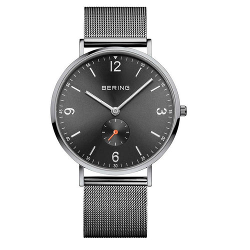 Bering Herren Uhr Armbanduhr Classic Small Second Grau - 14040-377 Edelstahl