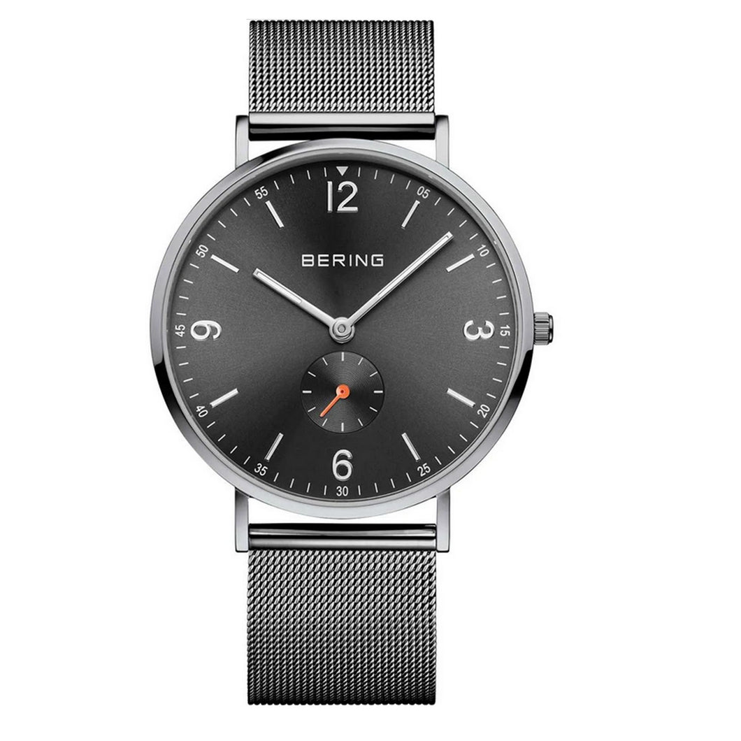 Bering Herren Uhr Armbanduhr Classic Small Second Grau - 14040-377 Edelstahl