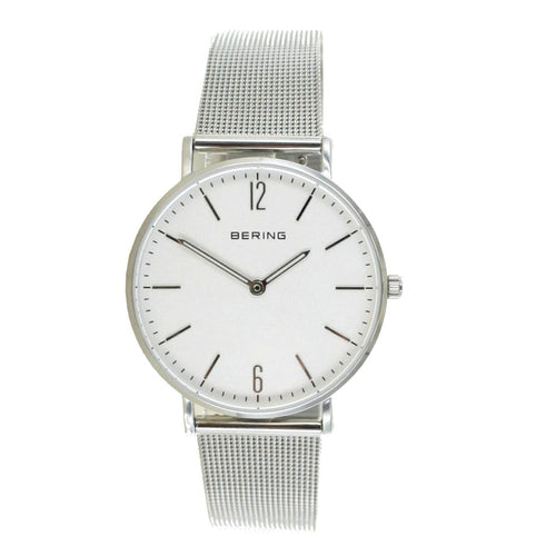 Bering Damen Uhr Armbanduhr Classic - 14236-007 weiß ZB Meshband