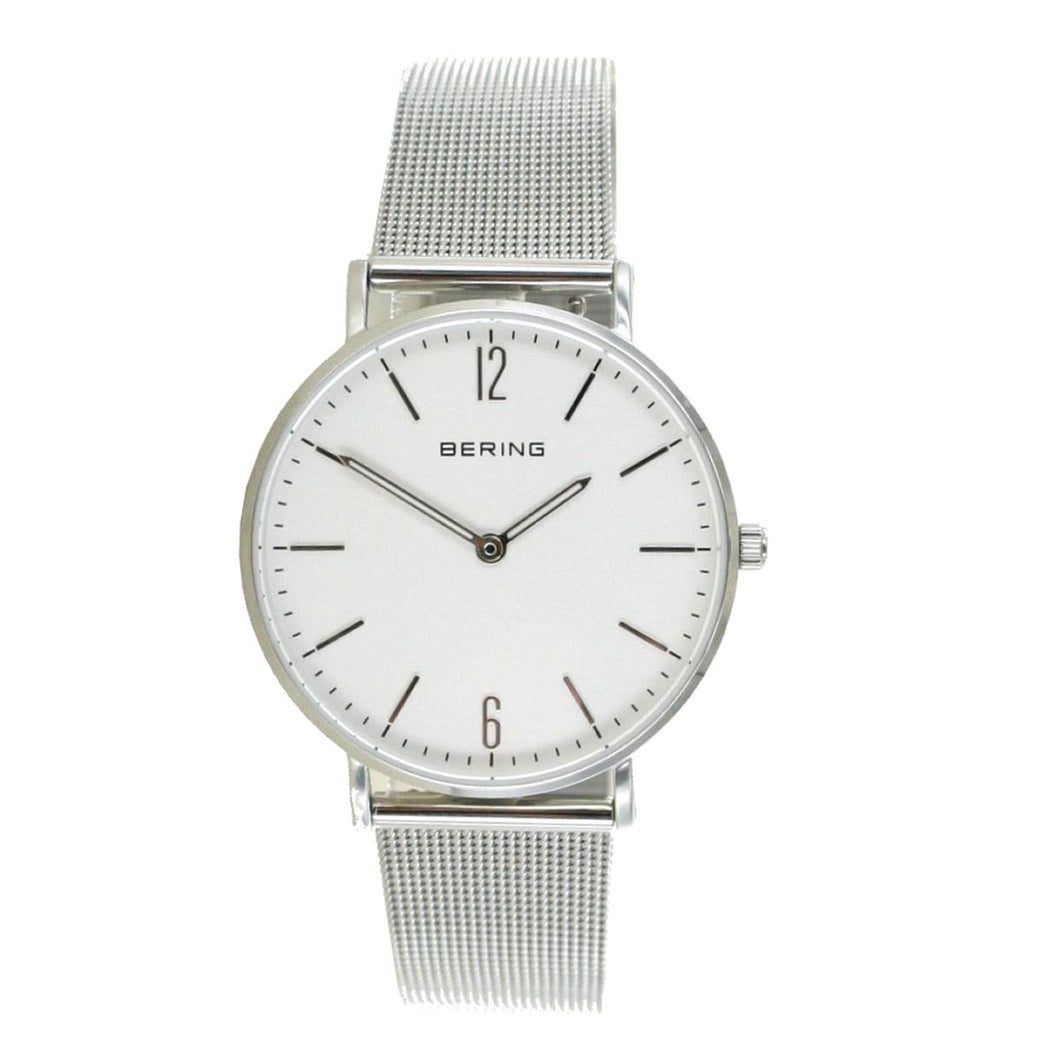 Bering Damen Uhr Armbanduhr Classic - 14236-007 weiß ZB Meshband