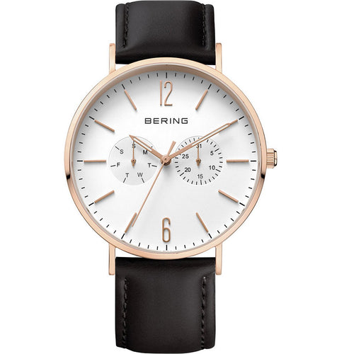 Bering Herren Uhr Armbanduhr Ultra Slim 14240-464 Leder Stoff