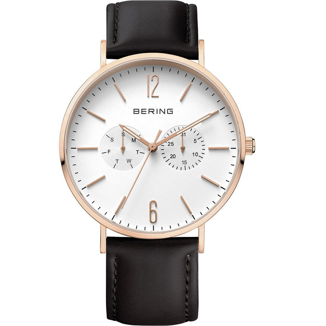 Bering Herren Uhr Armbanduhr Ultra Slim 14240-464 Leder Stoff