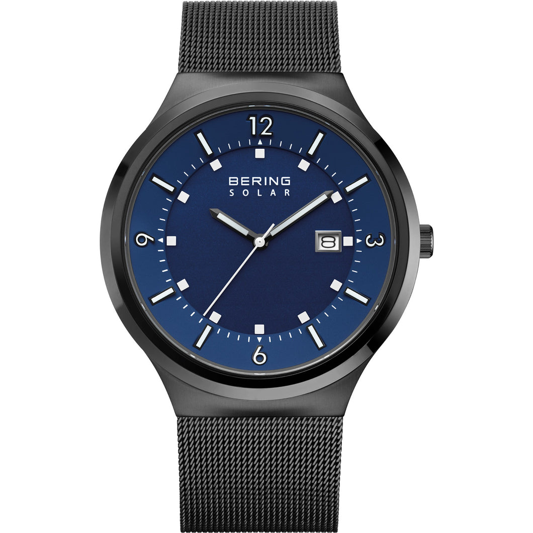 Bering Herren Uhr Armbanduhr Edelstahl schwarz 14442-227 Solar