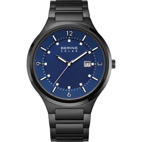 Bering Herren Uhr Armbanduhr Edelstahl schwarz 14442-727 Solar