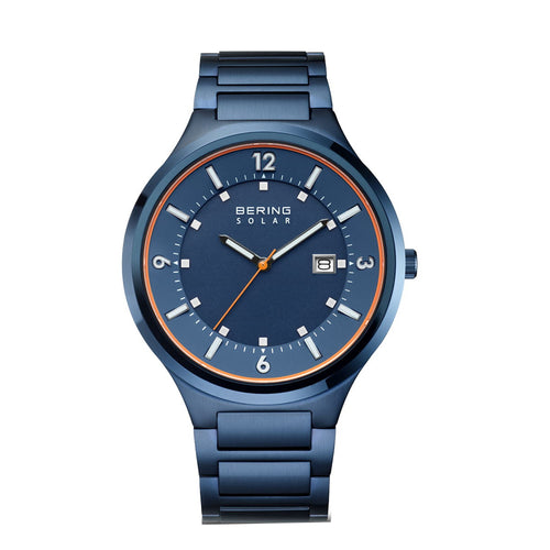Bering Herren Uhr Armbanduhr Edelstahl blau 14442-797 Solar
