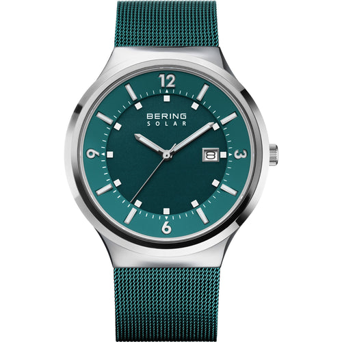 Bering Herren Uhr Armbanduhr Edelstahl grün 14442-808 Solar