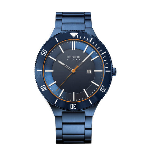 Bering Herren Uhr Armbanduhr Edelstahl blau 14443-797 Solar
