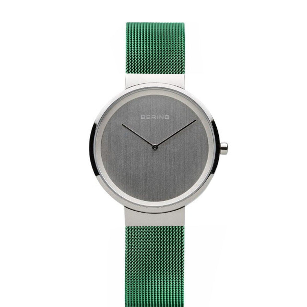 Bering Damen Uhr Armbanduhr Slim Classic - 14531-000-1-grün Meshband