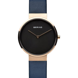 Bering Damen Uhr Armbanduhr Slim Classic - 14531-166-1 Leder blau