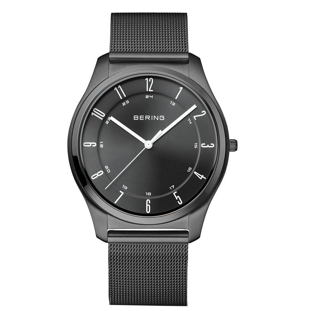 Bering Herren Uhr Armbanduhr Ultra-Slim Schwarz - 18340-222 Edelstahl